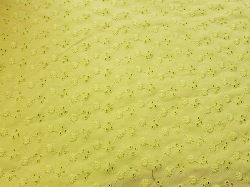 Cotton Lycra Embroidery Eyelet in Chartreuse1