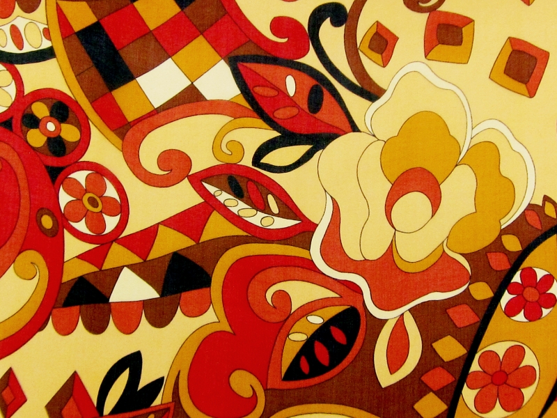 Printed Silk Chiffon with 70s  Floral Motifs0