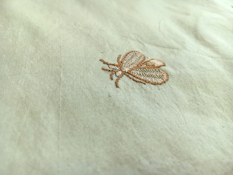 Embroidered Silk Shantung with Flies2