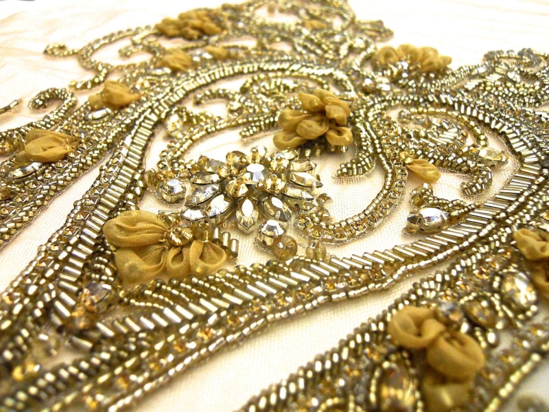 Helen Gold Crystal Beaded Tulle Bodice2