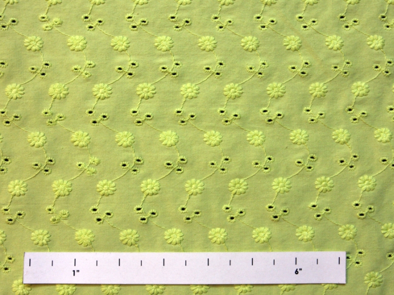 Cotton Lycra Embroidery Eyelet in Chartreuse0
