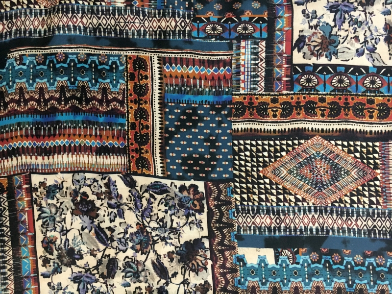 Printed Viscose with Mixed Tiled Patterns0