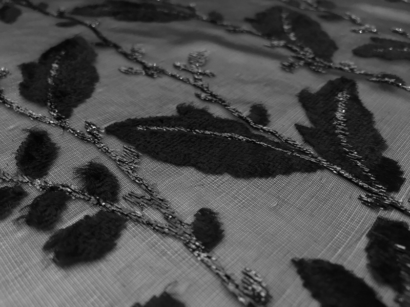 Silk Lurex Burnout Panne With Leaves Motif2
