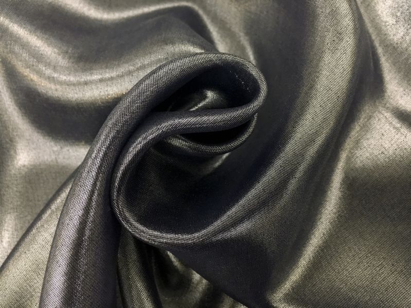 Microfiber Silver Metallic Chiffon in Navy0