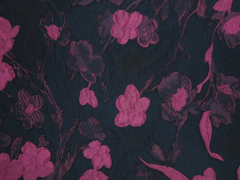 Silk Blend Cloque with Large Flowers0