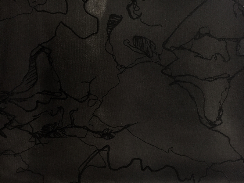 Silk Blend Liquid Cloqué with Abstract Line Drawings0