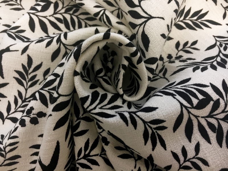 Japanese Textured Cotton Birds and Foliage Print1