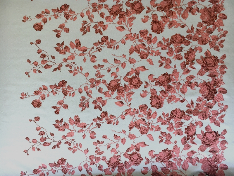 Swiss Metallic Brocade with Rose Degradé Patterns0