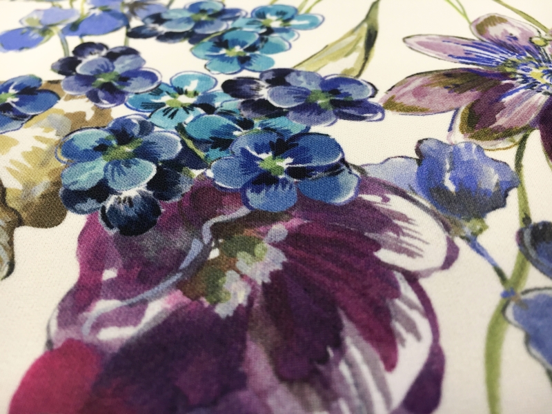 Double Georgette Viscose Print with Painterly Spring Flowers2