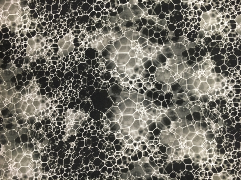 Printed Silk Gazar with Abstract Bubble Geometric Print0