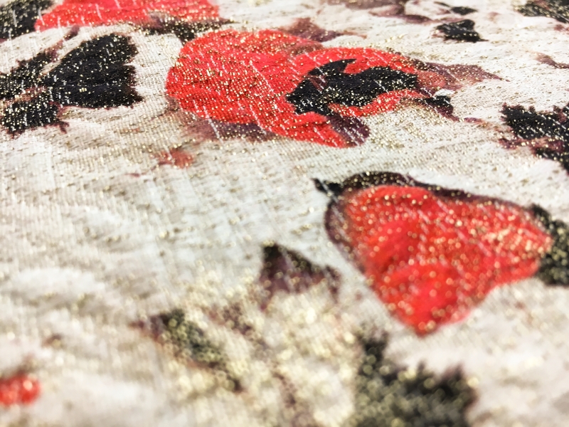 Silk and Wool Metallic Brocade with Pansies2