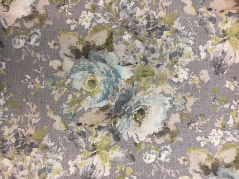 Linen Viscose Upholstery Watercolor Florals Print0