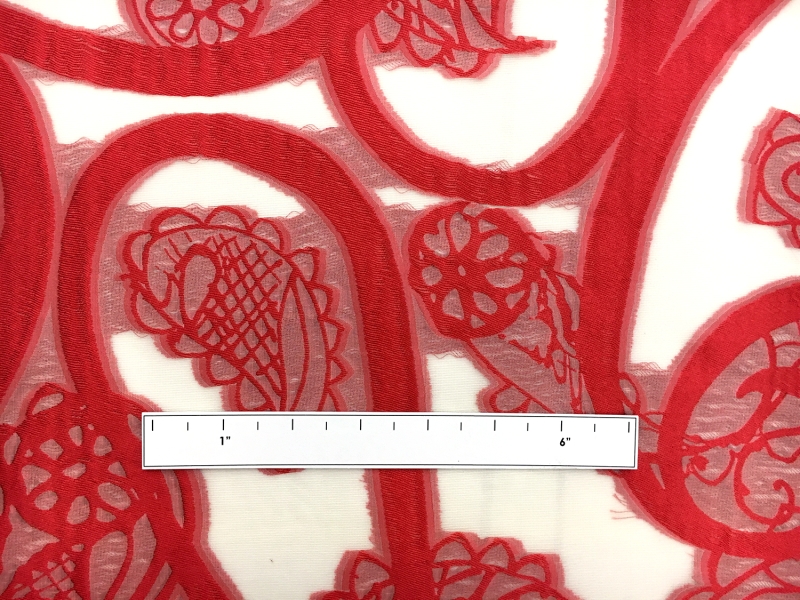 Silk and Viscose Blend Fil Coupé Chiffon with Mixed Paislies2