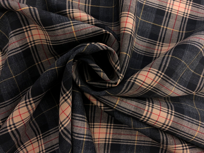 Black and Camel Brown Superfine Wool Tartan Plaid1