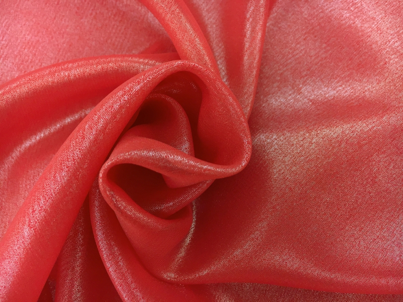 Microfiber Silver Metallic Chiffon in Ruby0