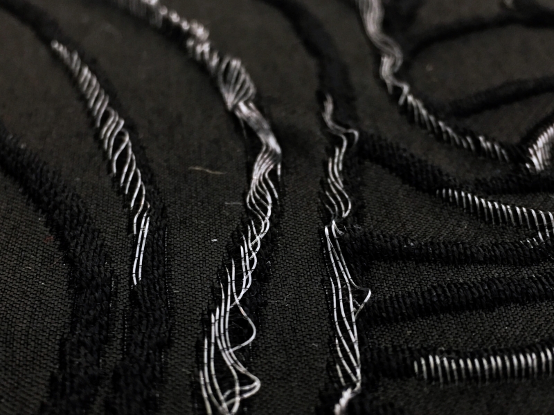 Wool and Polyester Blend Organza Cloqué0