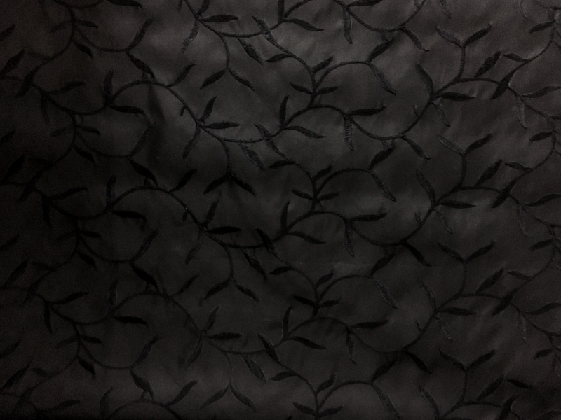 Silk Satin Organza Embroidered with Vines and Leaves1