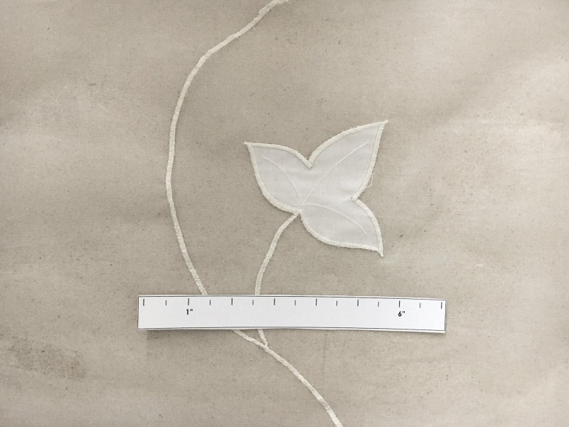 White Silk Organza Embroidered with Vines and Leaves in White1