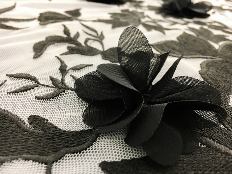 Degradé Embroidery and Flower Appliqués on Tulle2