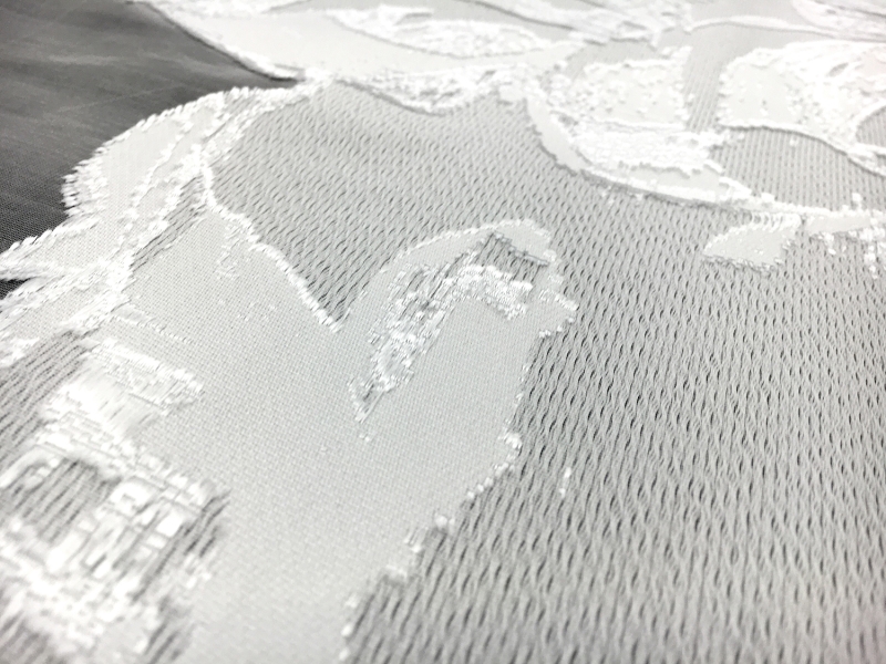 White Silk Organza Panel with Large Abstract Carnations2