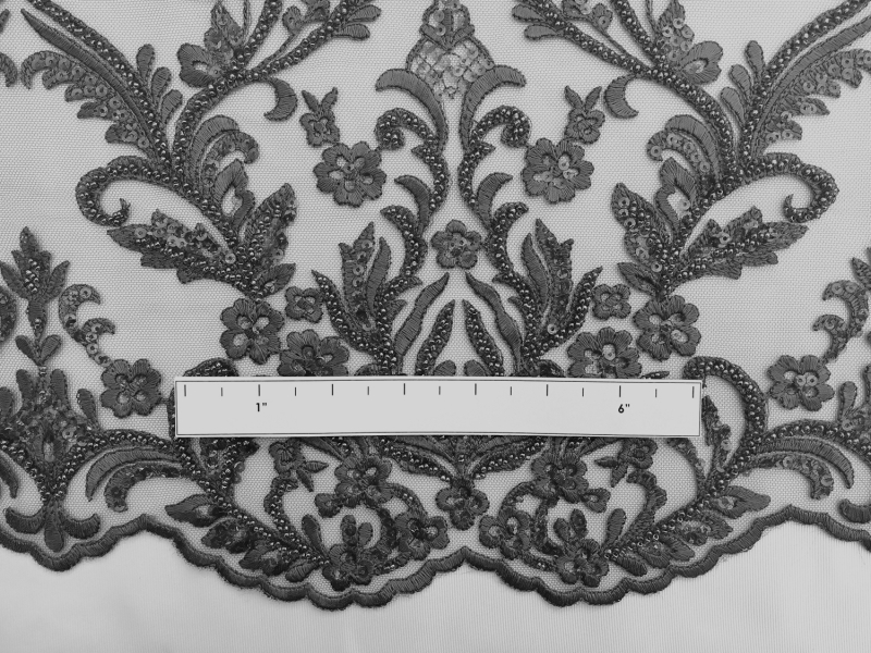 Beaded and Embroidered Tulle in Grey2