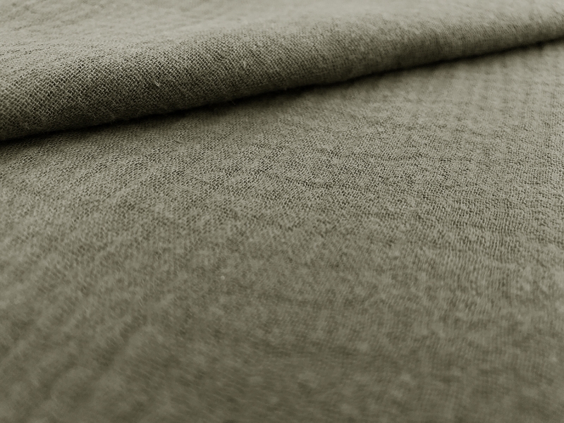 Cotton Crinkle Double Gauze in Army Green0