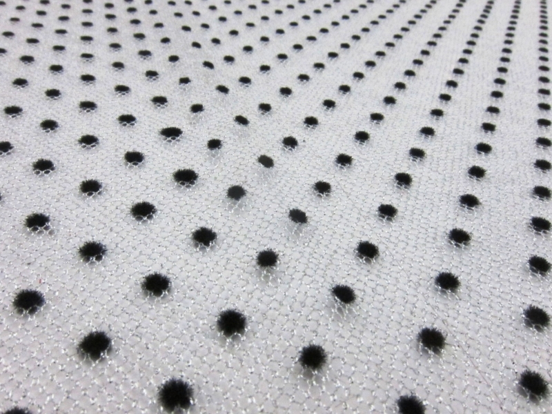 Polka Dot Flocking on Metallic Tulle in Silver2