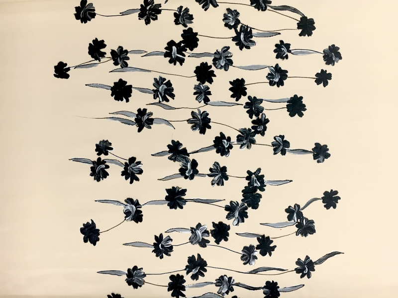 Nude Illusion with Hand Painted Flowers0