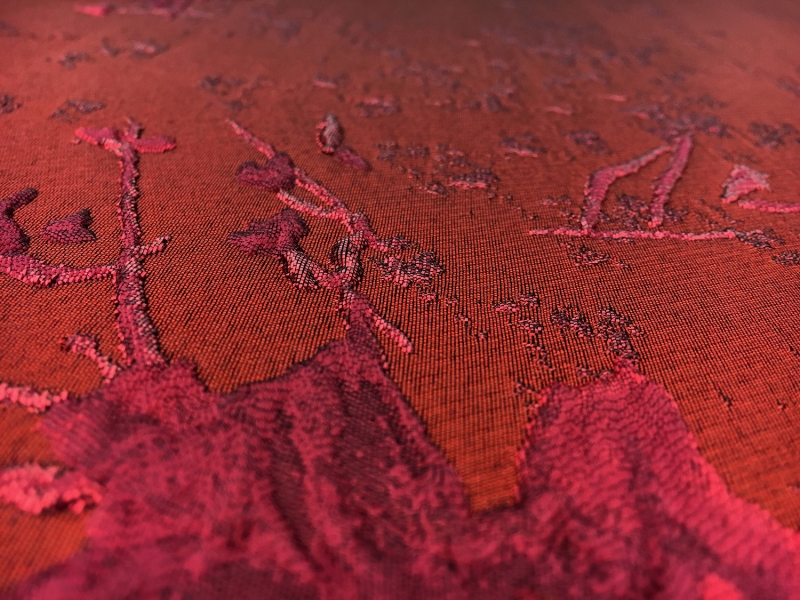 Polyester Twill with Metallic Abstract Floral Border4