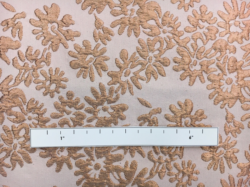 Metallic Floral Brocade in Light Copper1