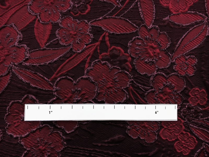 Silk Blend Metallic Cloqué Panel with Large Florals and Abstract Swirls1