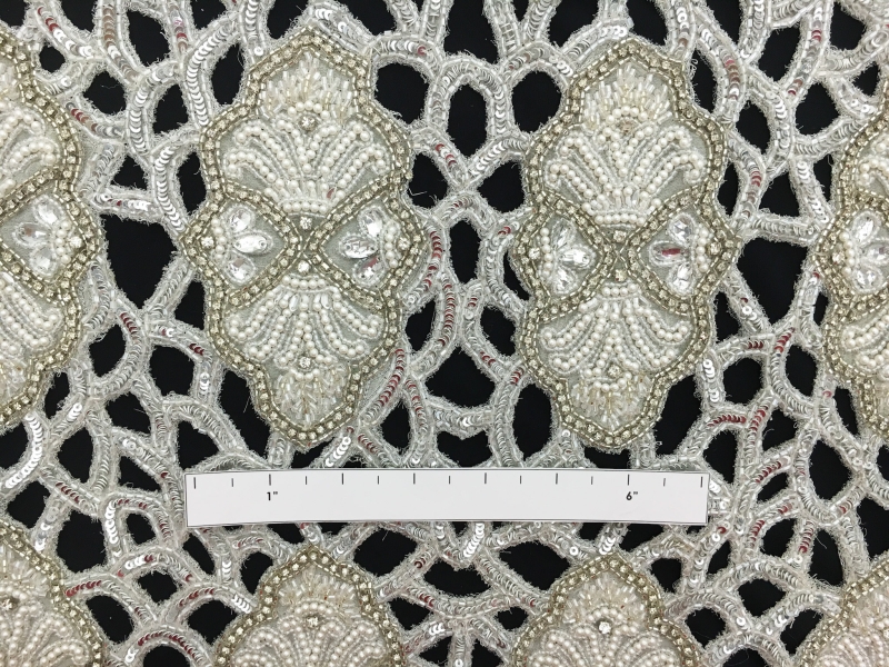 Novelty Crystal and Beads Cut Out Silk Chiffon1