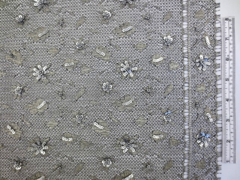 Beaded Metallic Chantilly Lace0
