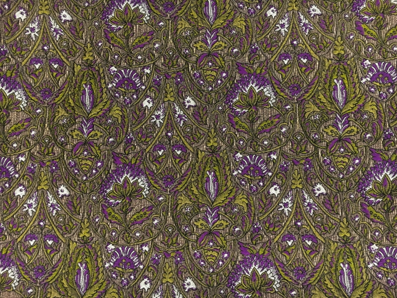 Silk Blend Metallic Matelasse with Floral Motifs0