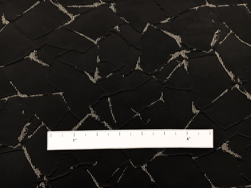 Silk and Polyester Blend Metallic Cloqué Brocade with Cracked Texture1