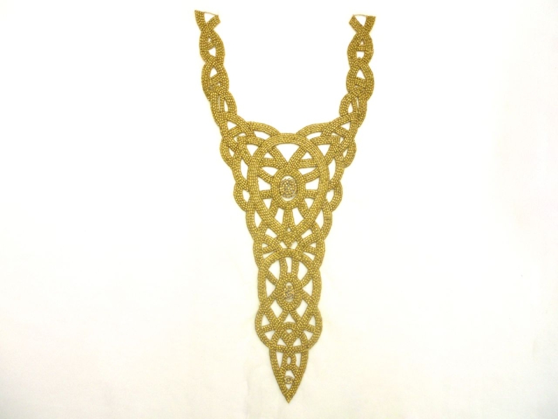 Bridget Gold Crystal Beaded Tulle Bodice0