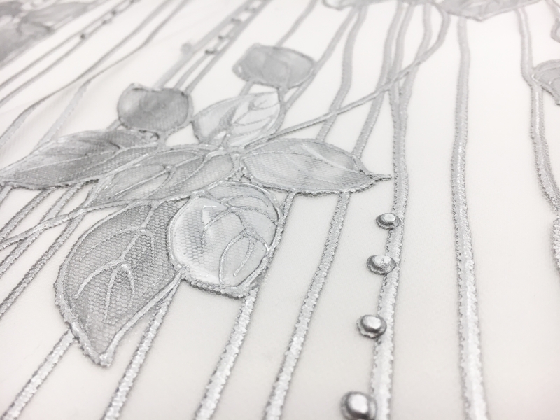 Hand Painted Tulle with Vines 2