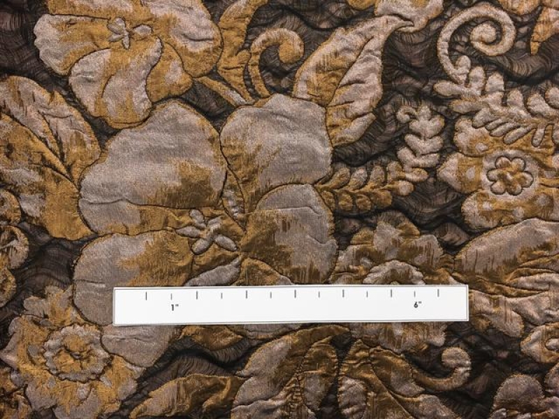 French Cloqué with Taupe and Gold Flowers1