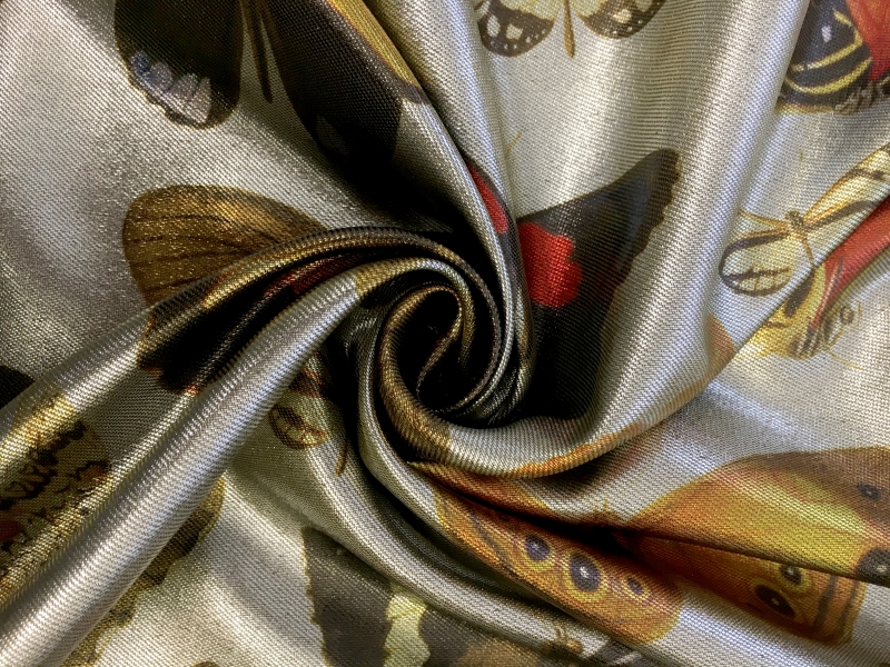 Printed  Silk and Poly Blend Crepe Lamé with Various Butterflies3