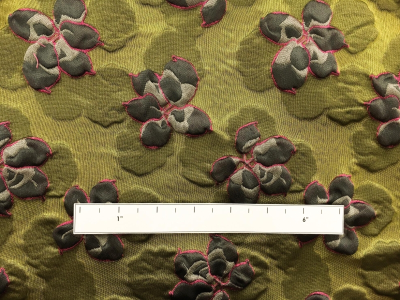 Cloqué with Floral and Leaf Motifs1