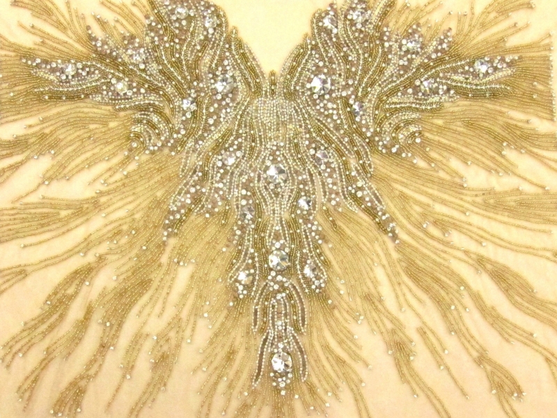 Colette Gold Crystal Embroidered Tulle Bodice0