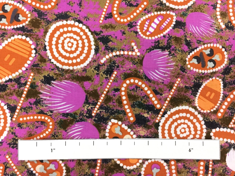 Australian Cotton Print With Aboriginal Motif 1