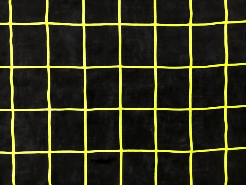Silk Charmeuse Panel with Neon Puff Paint Grid0