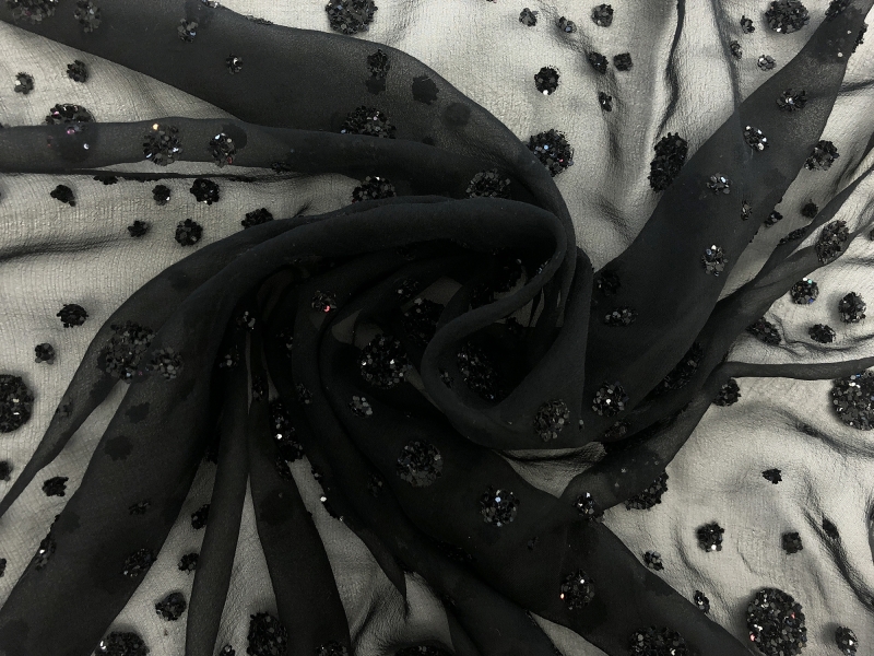 Flocked Glitter on Black Silk Chiffon1