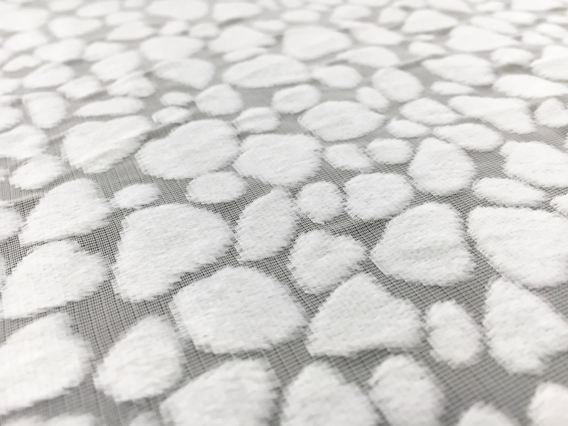 Poly and Rayon Burnout Velvet with Uneven Dots in Ivory0