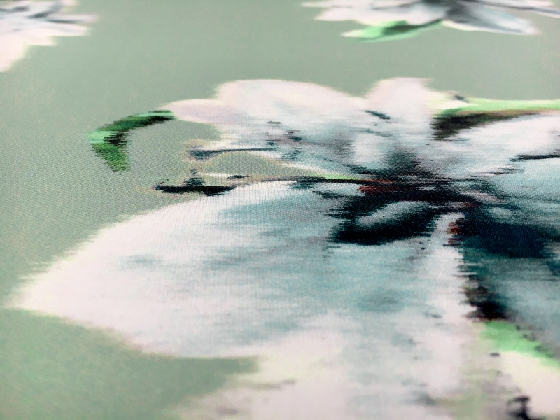 Printed Silk Mikado with Warped Florals2