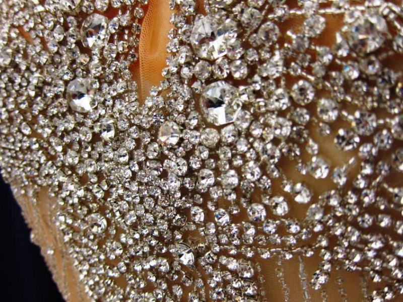 Marguerite Black Crystal Embroidered Tulle Panel1