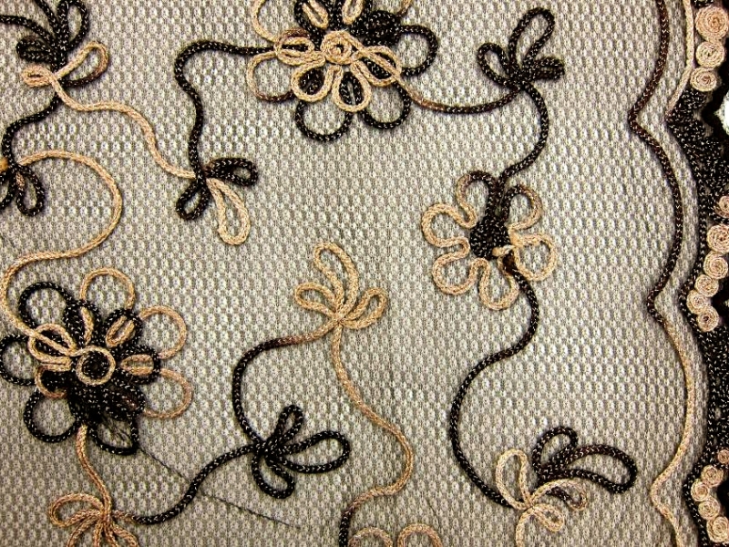 Metallic Ribbon Embroidered Souffle0