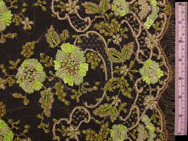 Beaded Metallic Chantilly Lace0