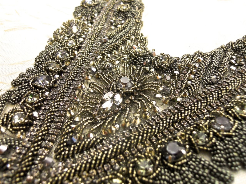 Isabelle Taupe Crystal Beaded Tulle Bodice2